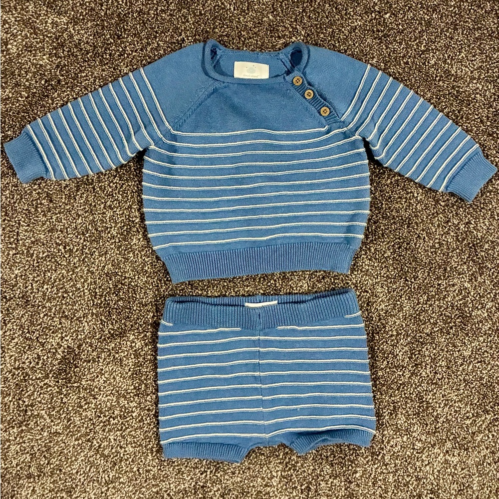 Cloud Island Blue & White Striped Set